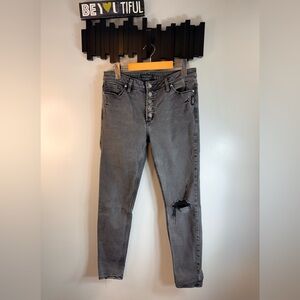 Silver Jeans Women's Charcoal Grey Skinny Distressed Button-Fly